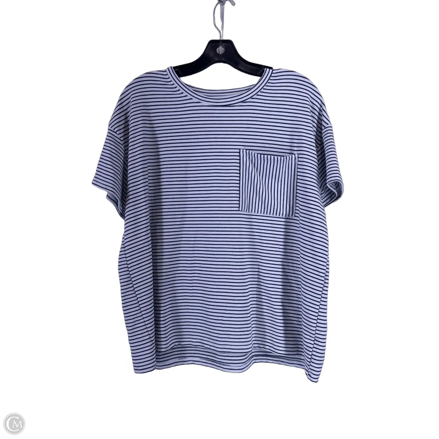 Top Short Sleeve By Crown And Ivy In Black & White, Size: L