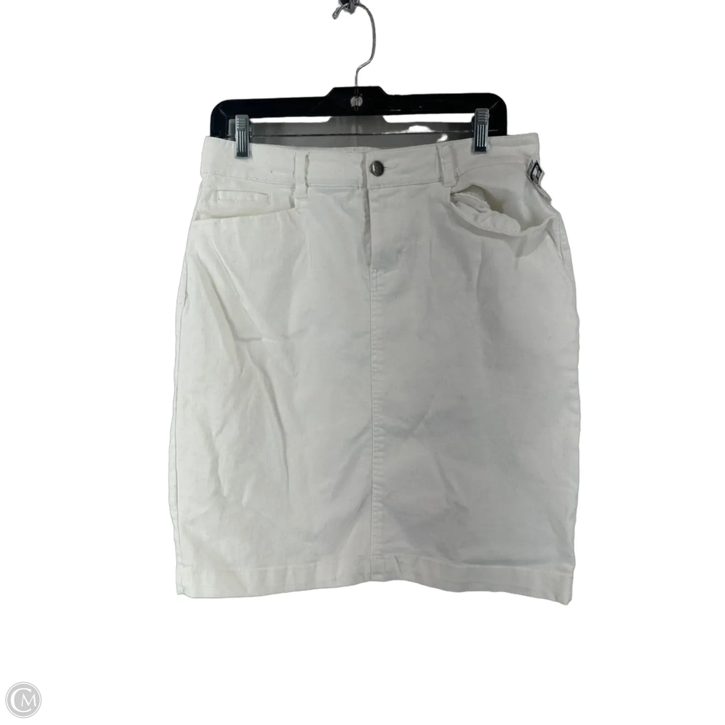 Skirt Midi By Per Se In White Denim, Size: 8