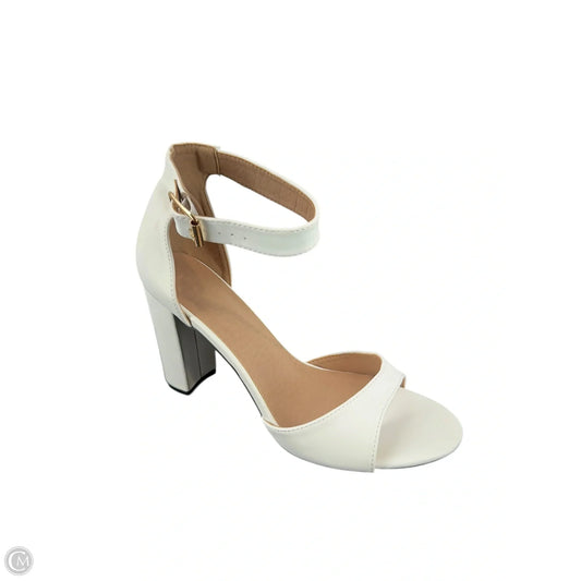 Sandals Heels Block By Clothes Mentor In White, Size: 10