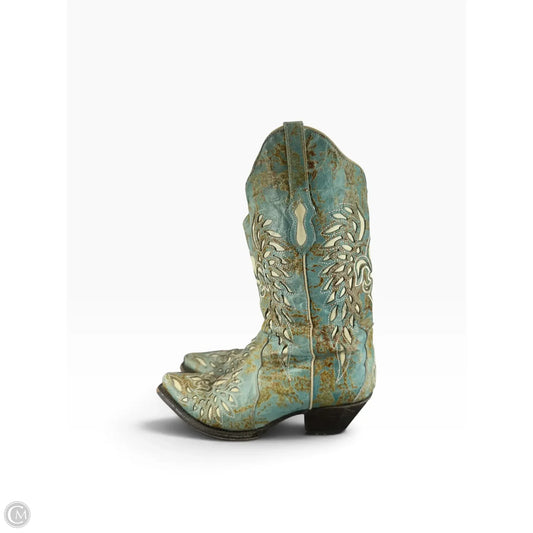 Boots Mid-calf Heels By Clothes Mentor In Teal, Size: 8