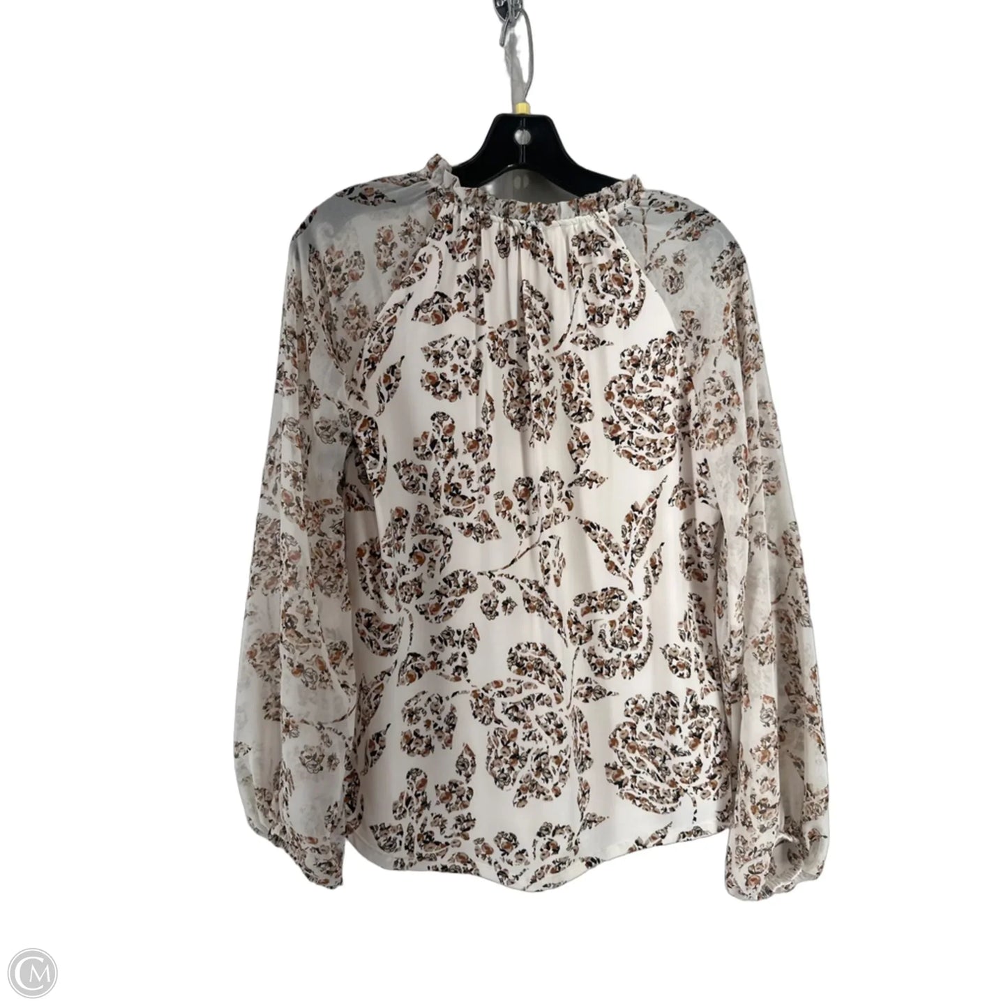 Top Long Sleeve By White House Black Market In Brown & Cream, Size: S