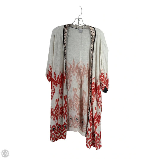 Cardigan By Chicos In Orange & White, Size: S