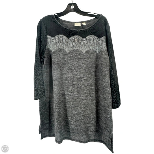 Top 3/4 Sleeve By Chicos In Grey, Size: 2