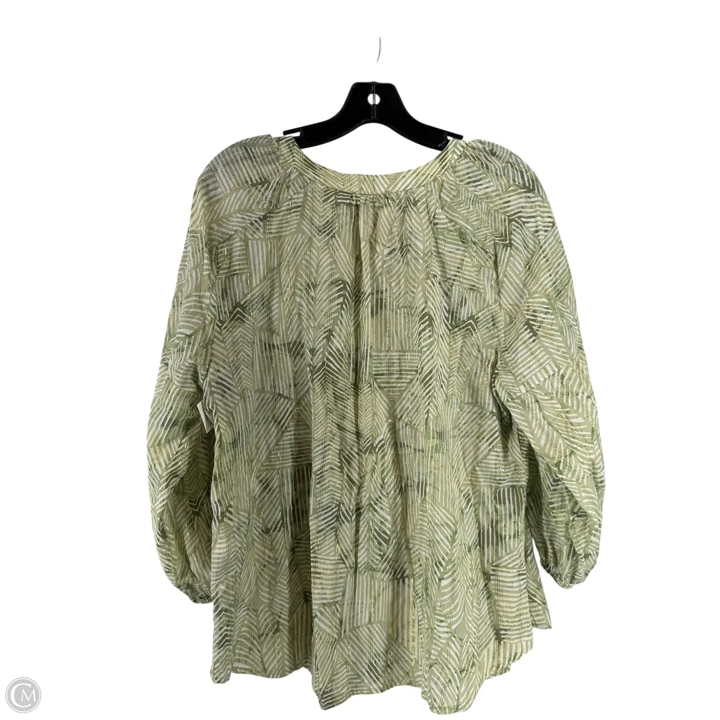 Top 3/4 Sleeve By Chicos In Green, Size: M