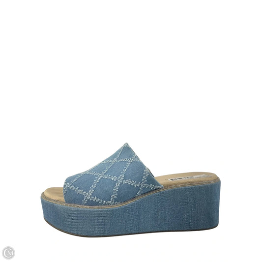 Shoes Heels Platform By Vaneli In Blue Denim, Size: 10
