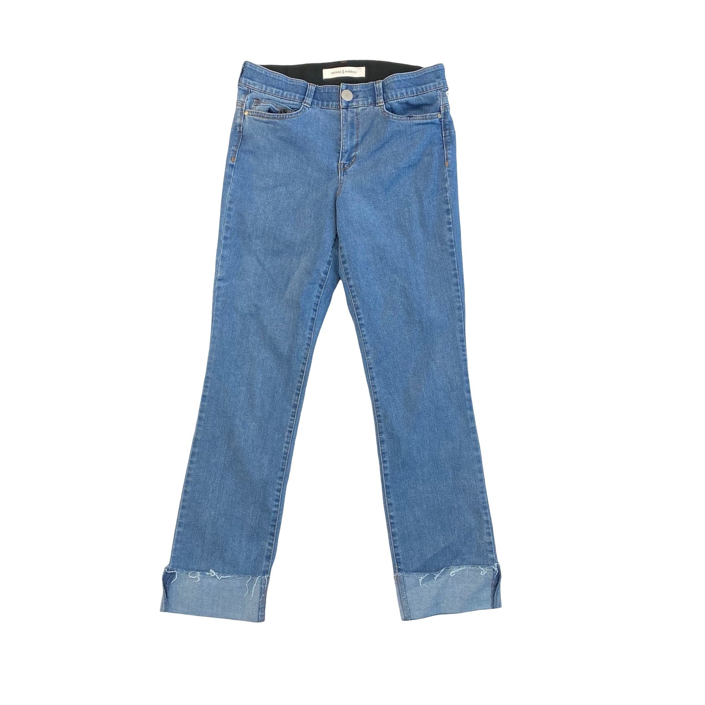 Jeans Straight By Vintage America In Blue Denim, Size:8