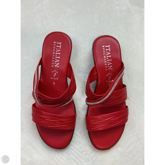 Sandals Heels Wedge By Italian Shoemakers In Red, Size: 9