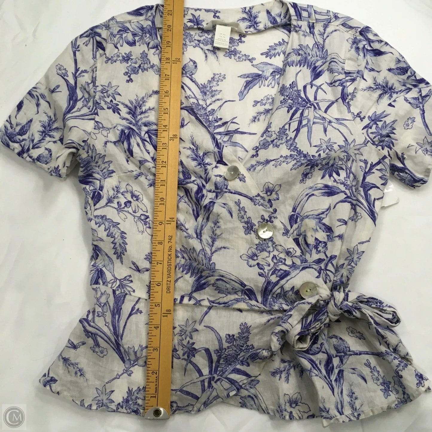 Top Short Sleeve By H&m In Blue & White, Size: Xs