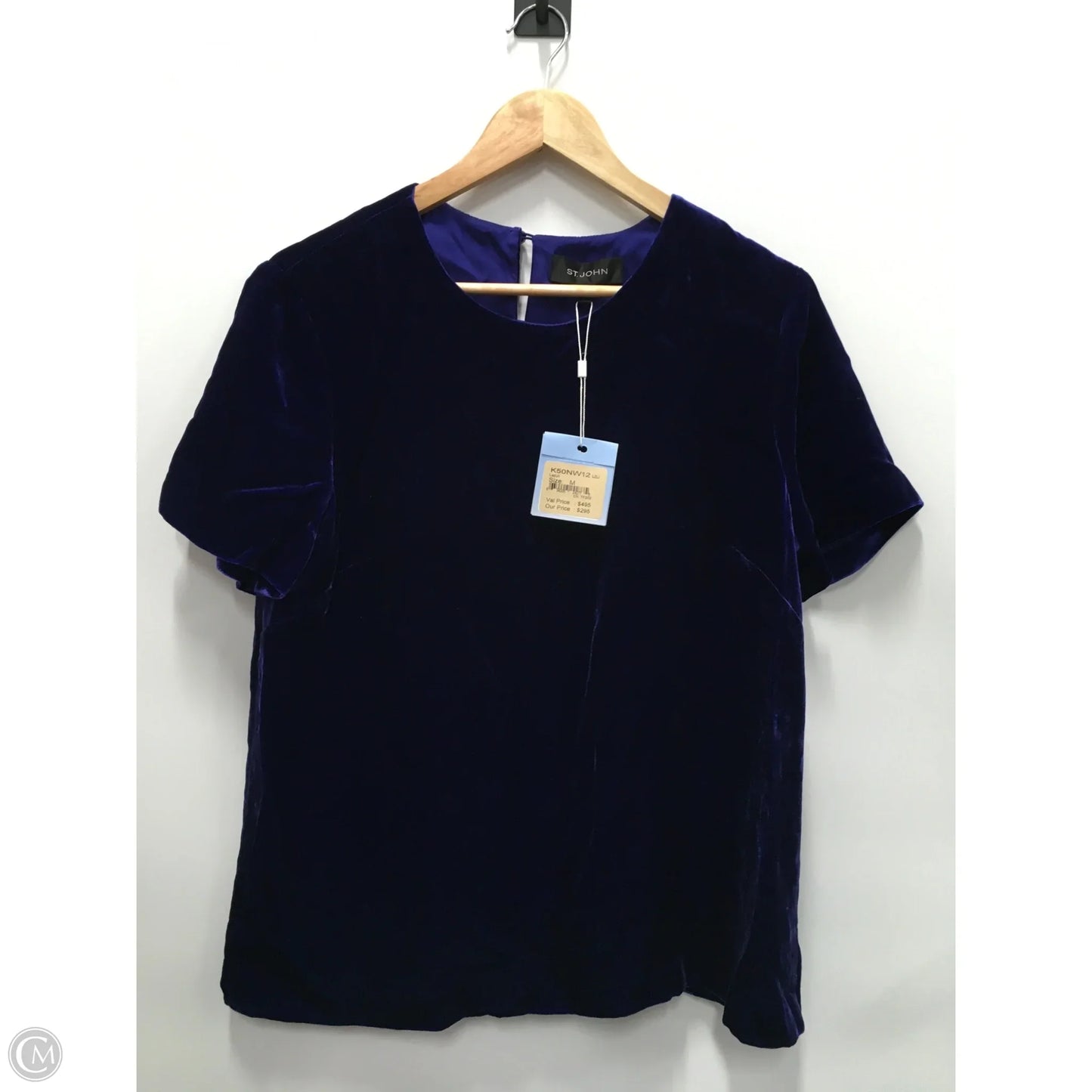 Top Short Sleeve Designer By St. John In Blue, Size: M