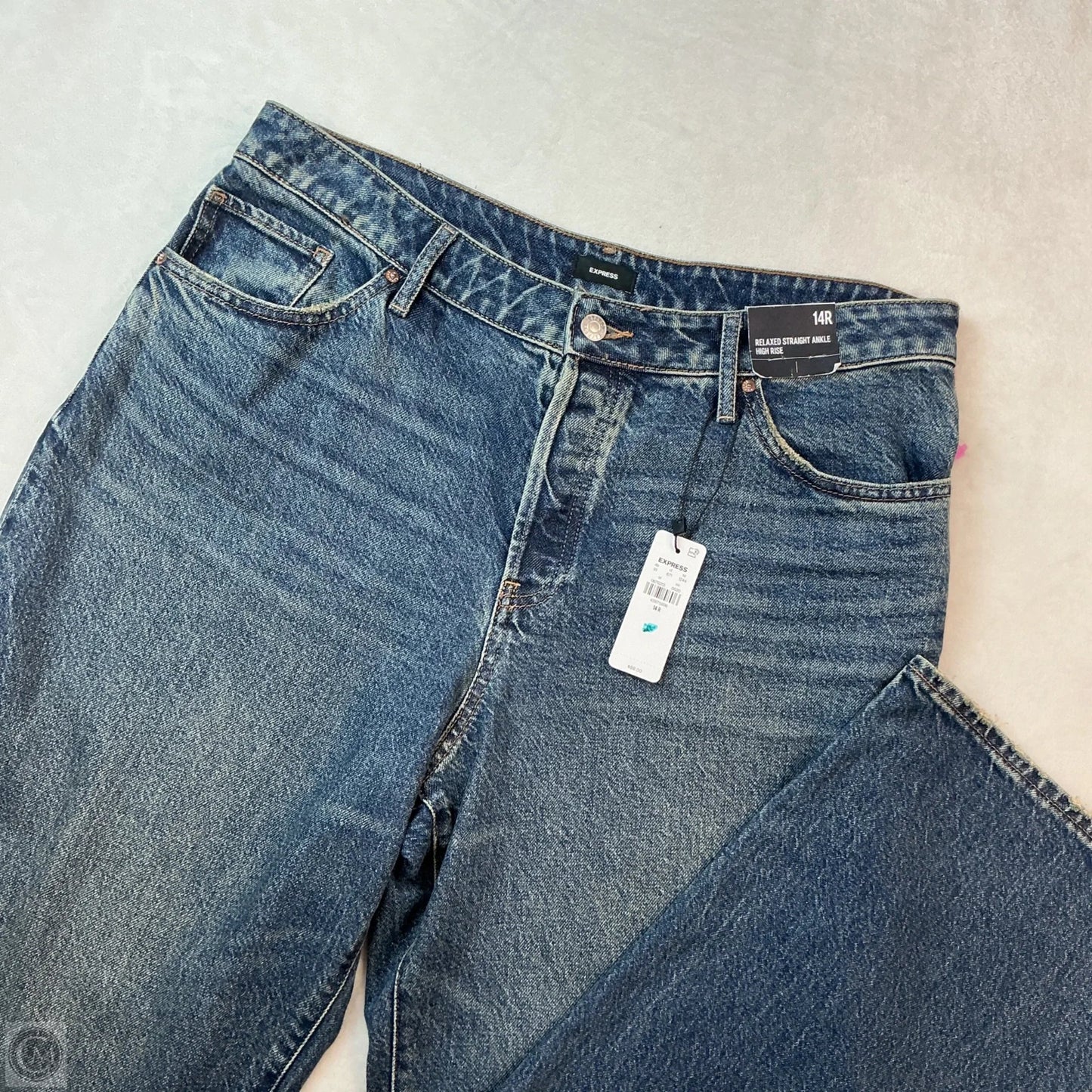 Jeans Straight By Express In Blue Denim, Size: 14