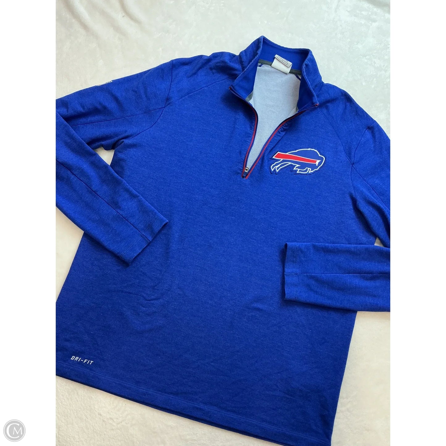 Athletic Top Long Sleeve Collar By Nike In Blue, Size: L