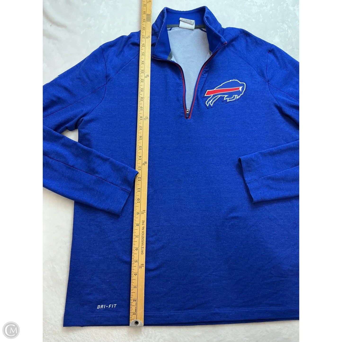 Athletic Top Long Sleeve Collar By Nike In Blue, Size: L