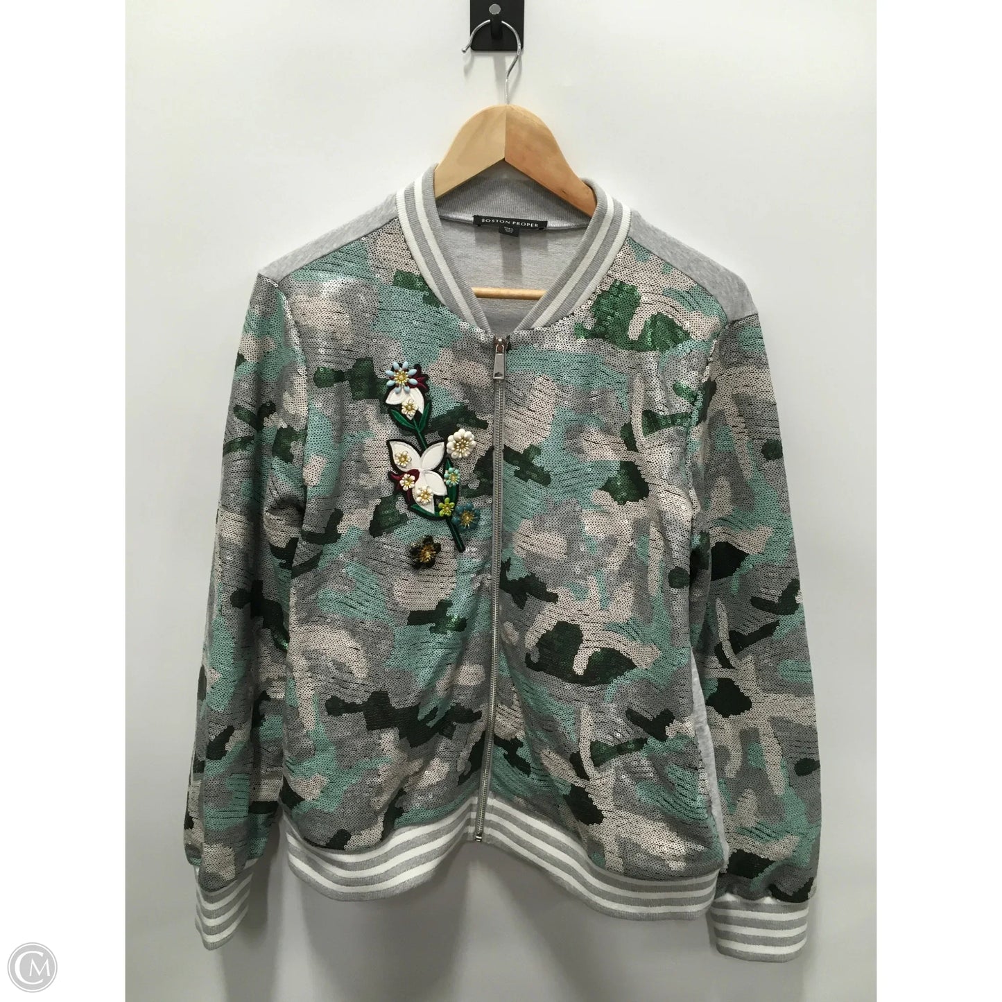 Jacket Other By Boston Proper In Green & Grey, Size: L