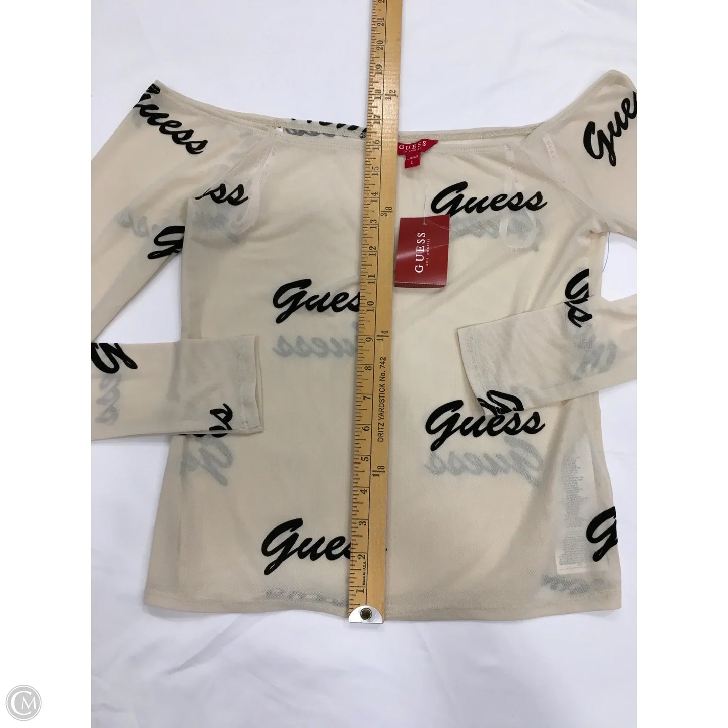 Top Long Sleeve By Guess In Tan, Size: L