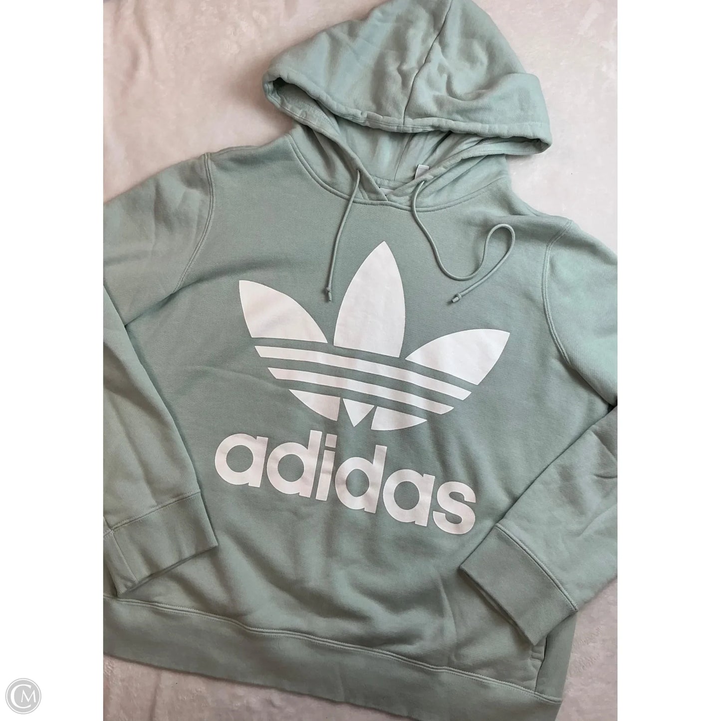 Athletic Sweatshirt Hoodie By Adidas In Green, Size: L