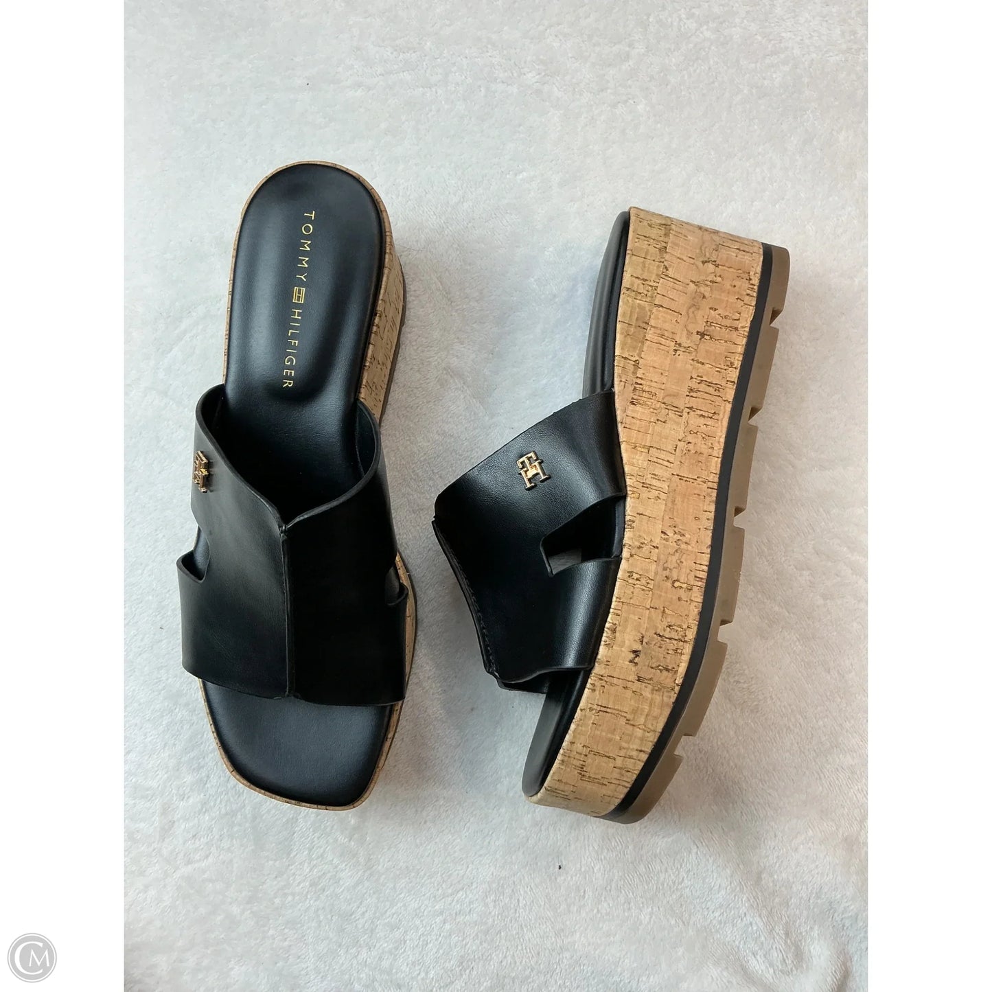 Sandals Heels Platform By Tommy Hilfiger In Black, Size: 8.5