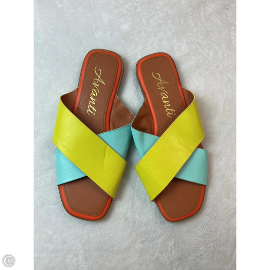Sandals Flats By Clothes Mentor In Black & Green, Size: 8.5