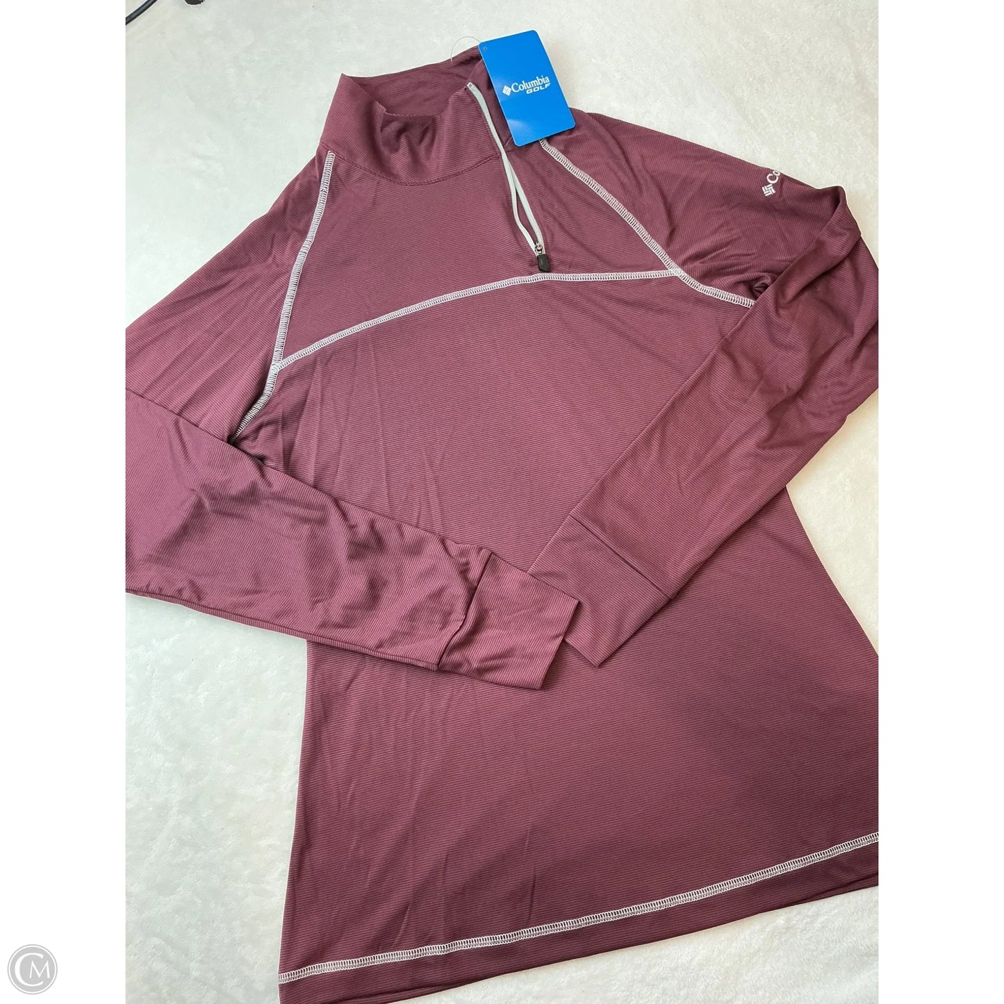 Athletic Top Long Sleeve Collar By Columbia In Maroon, Size: M