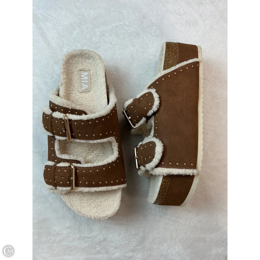 Sandals Heels Platform By Mia In Brown, Size: 10