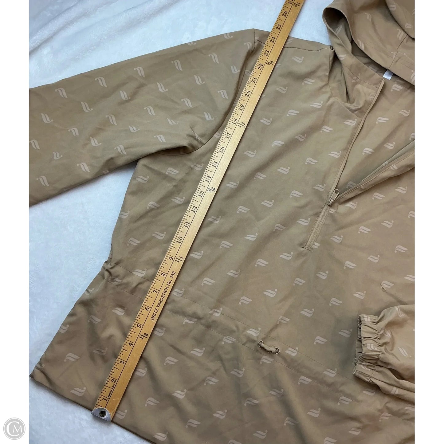 Athletic Top Long Sleeve Hoodie By Fabletics In Beige, Size: L