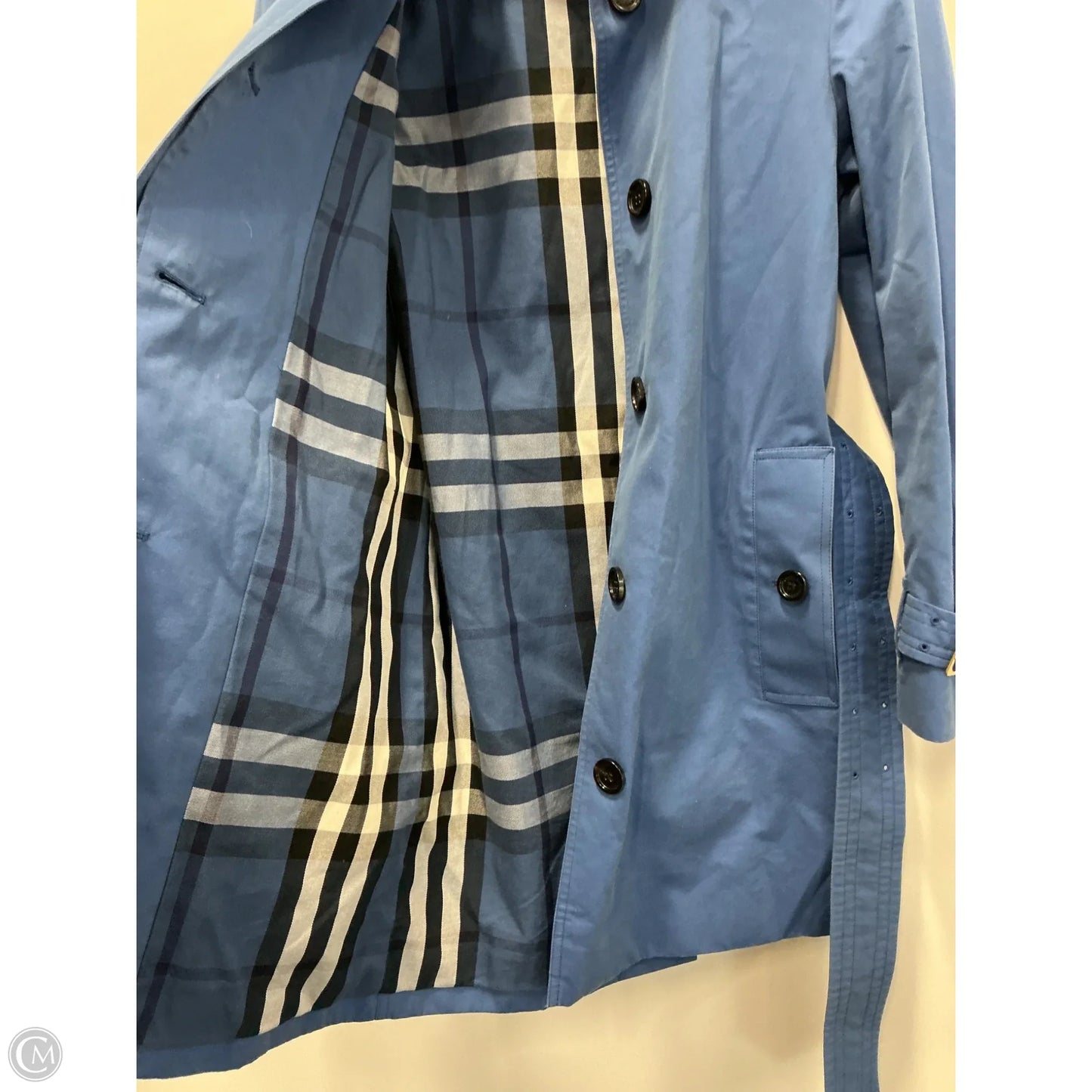 Coat Luxury Designer By Burberry In Blue, Size: 2