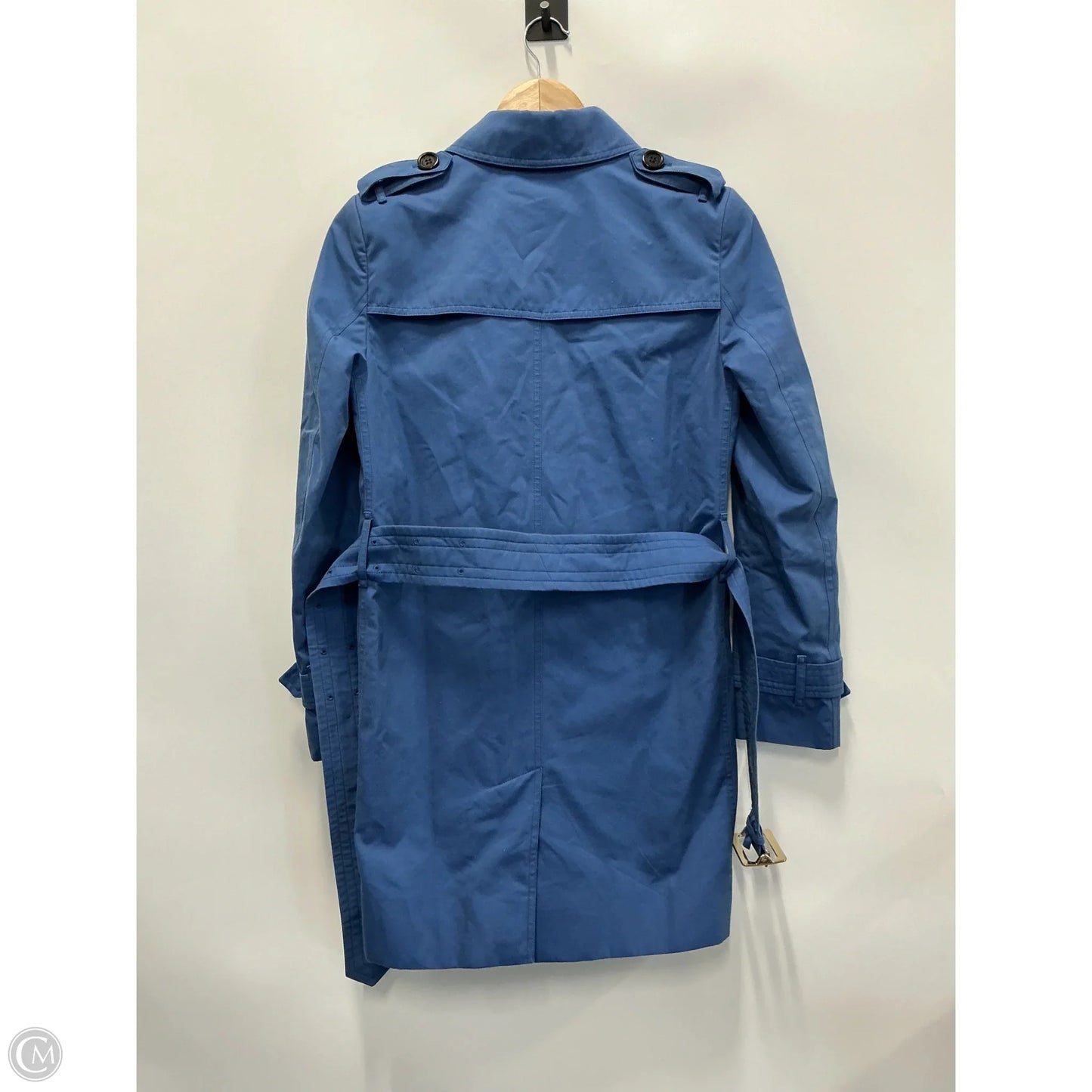 Coat Luxury Designer By Burberry In Blue, Size: 2