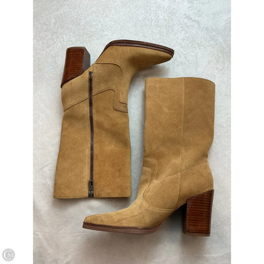 Boots Mid-calf Heels By Franco Sarto In Tan, Size: 8.5