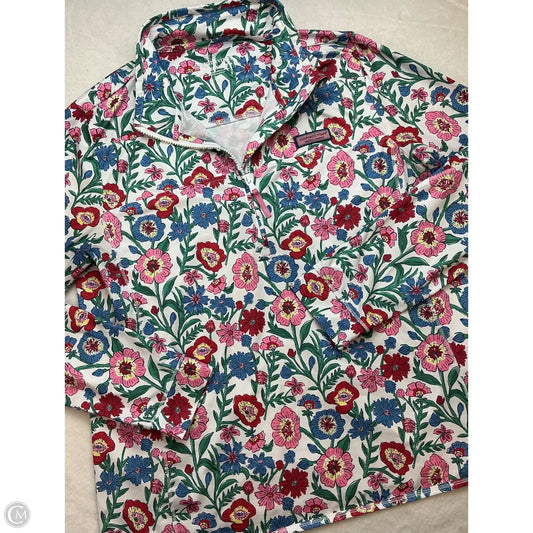Athletic Top Long Sleeve Collar By Vineyard Vines In Floral Print, Size: L