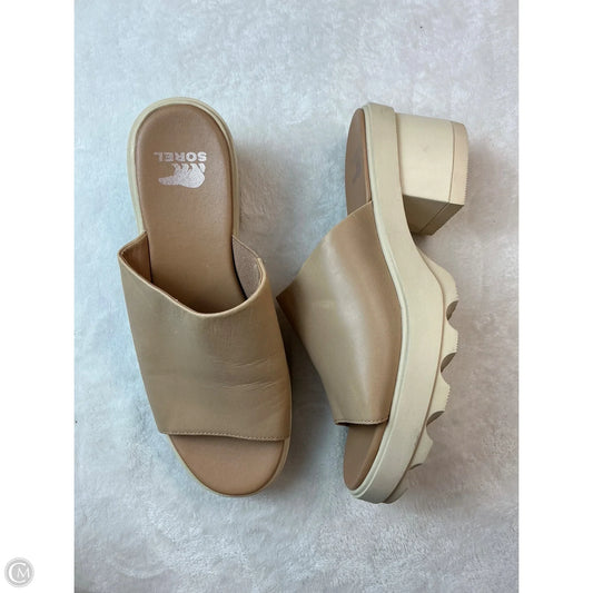 Sandals Heels Block By Sorel In Beige, Size: 8.5