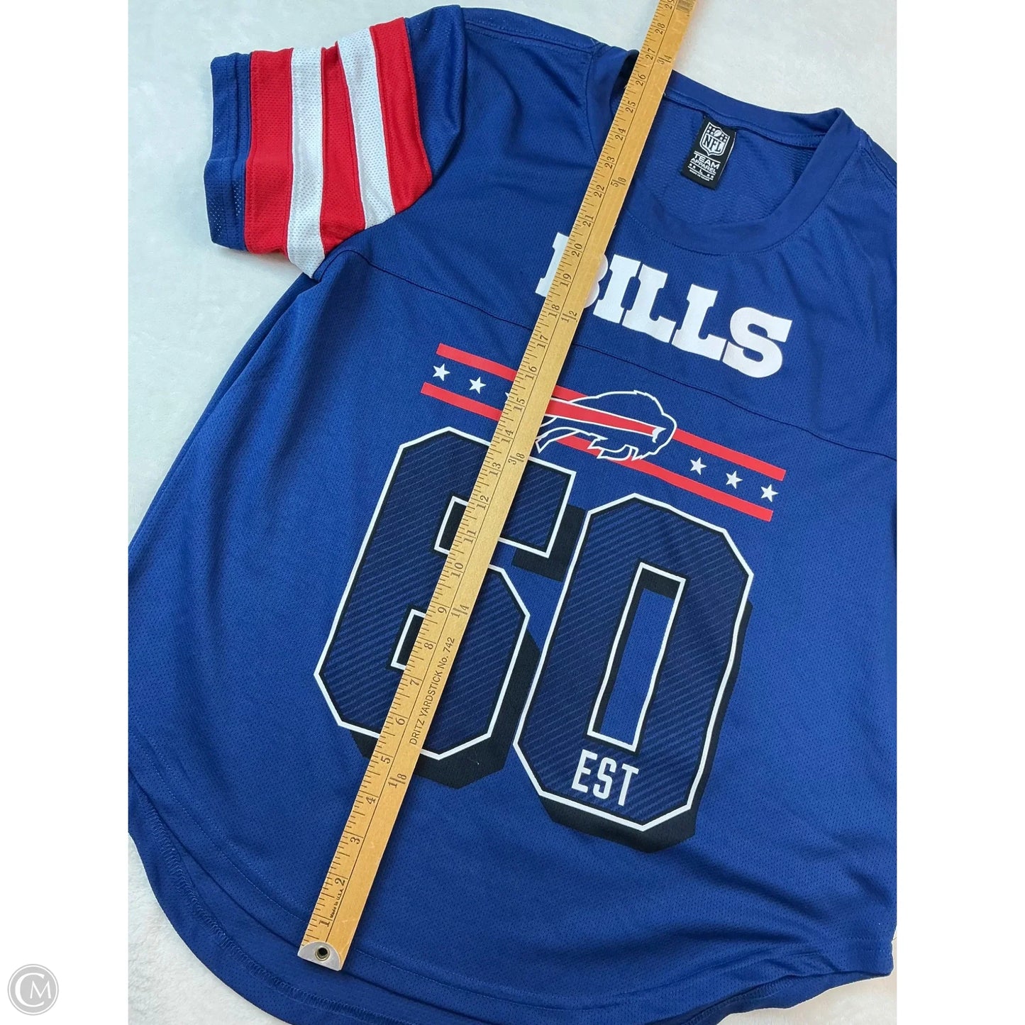 Top Short Sleeve By Nfl In Blue & White, Size: L