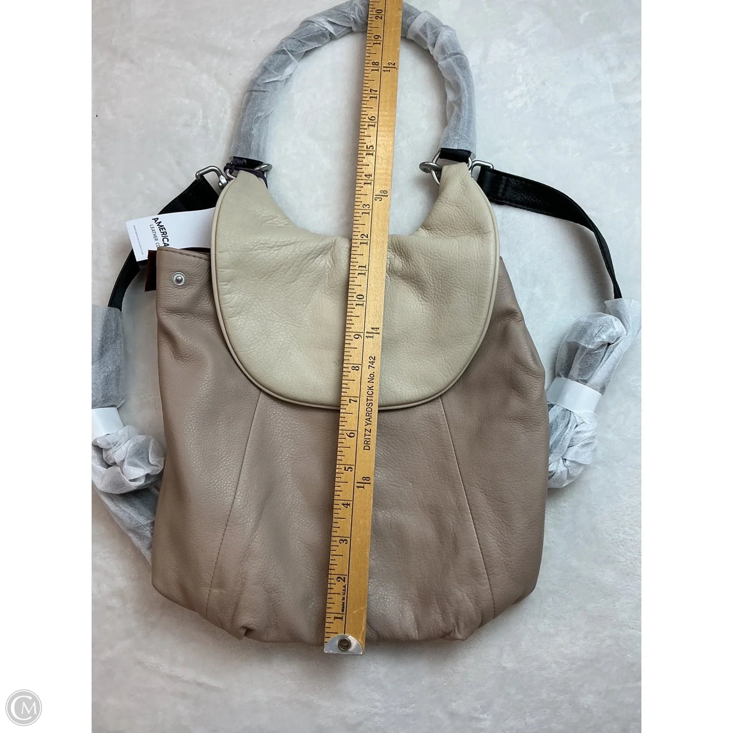 Handbag Leather By American, Size: Medium