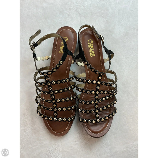 Sandals Flats By Carlos By Carlos Santana In Black & Brown, Size: 8