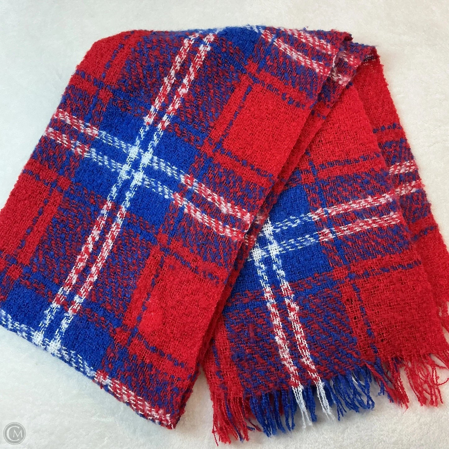 Scarf Winter By Clothes Mentor In Blue Red & White