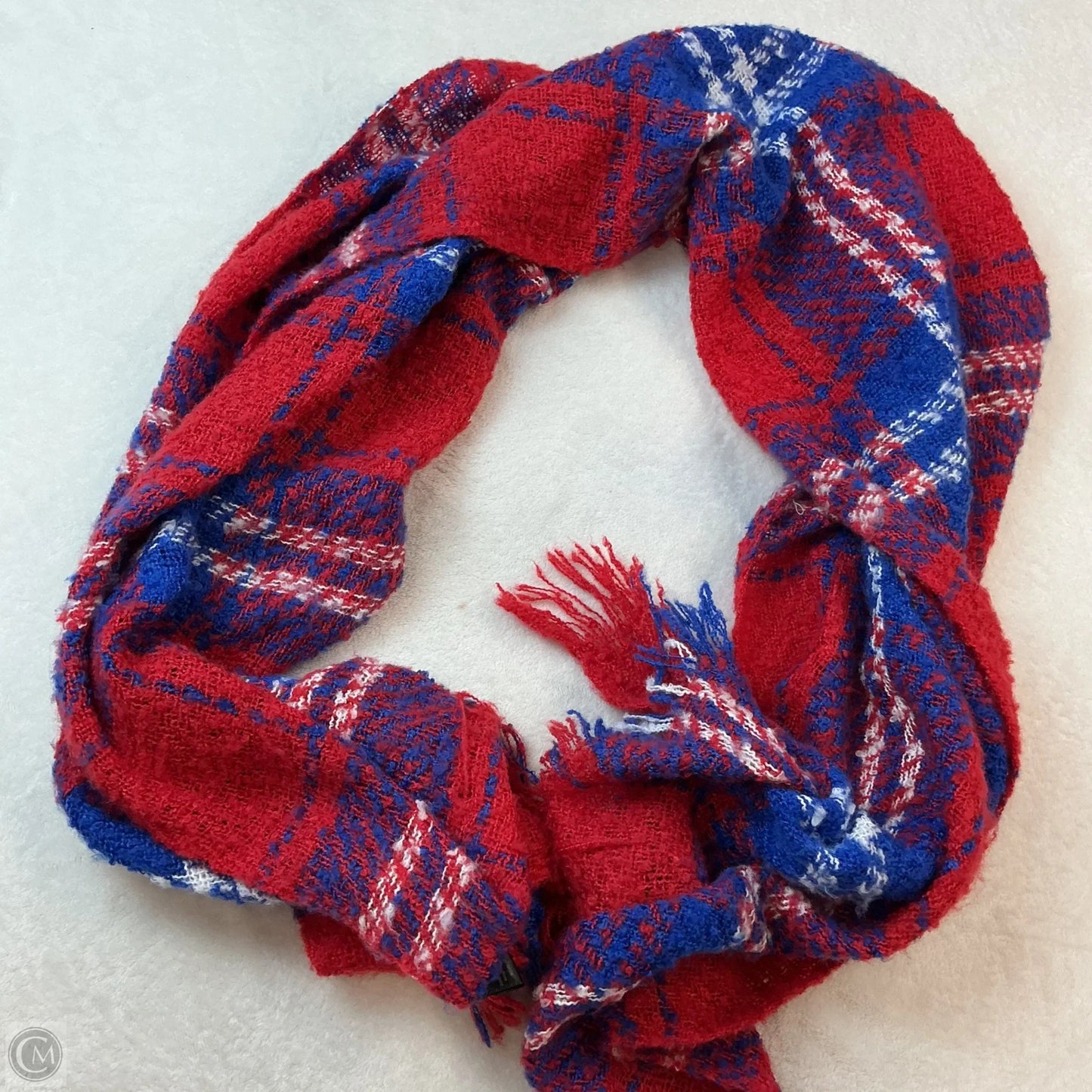 Scarf Winter By Clothes Mentor In Blue Red & White