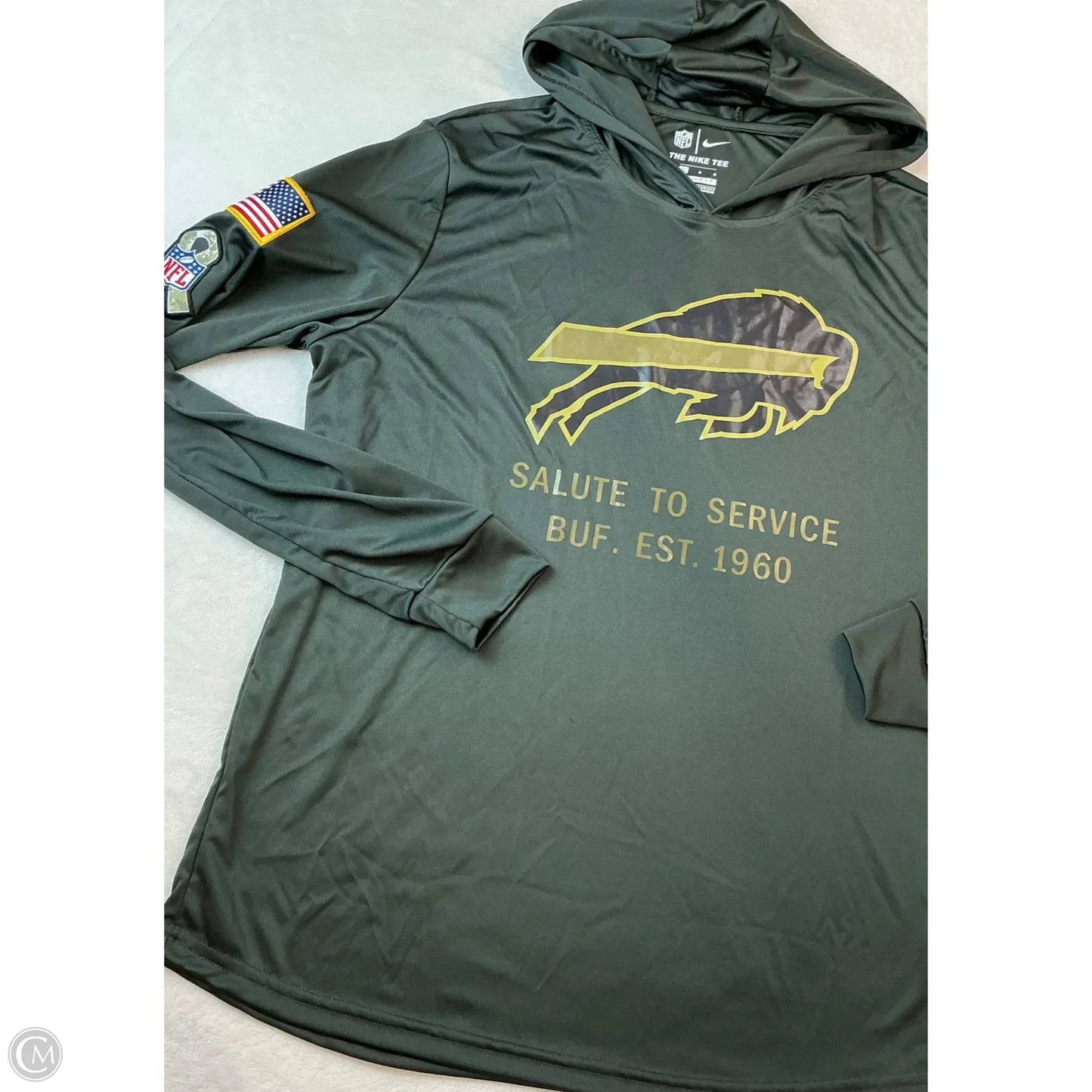 Athletic Top Long Sleeve Hoodie By Nfl In Green, Size: L