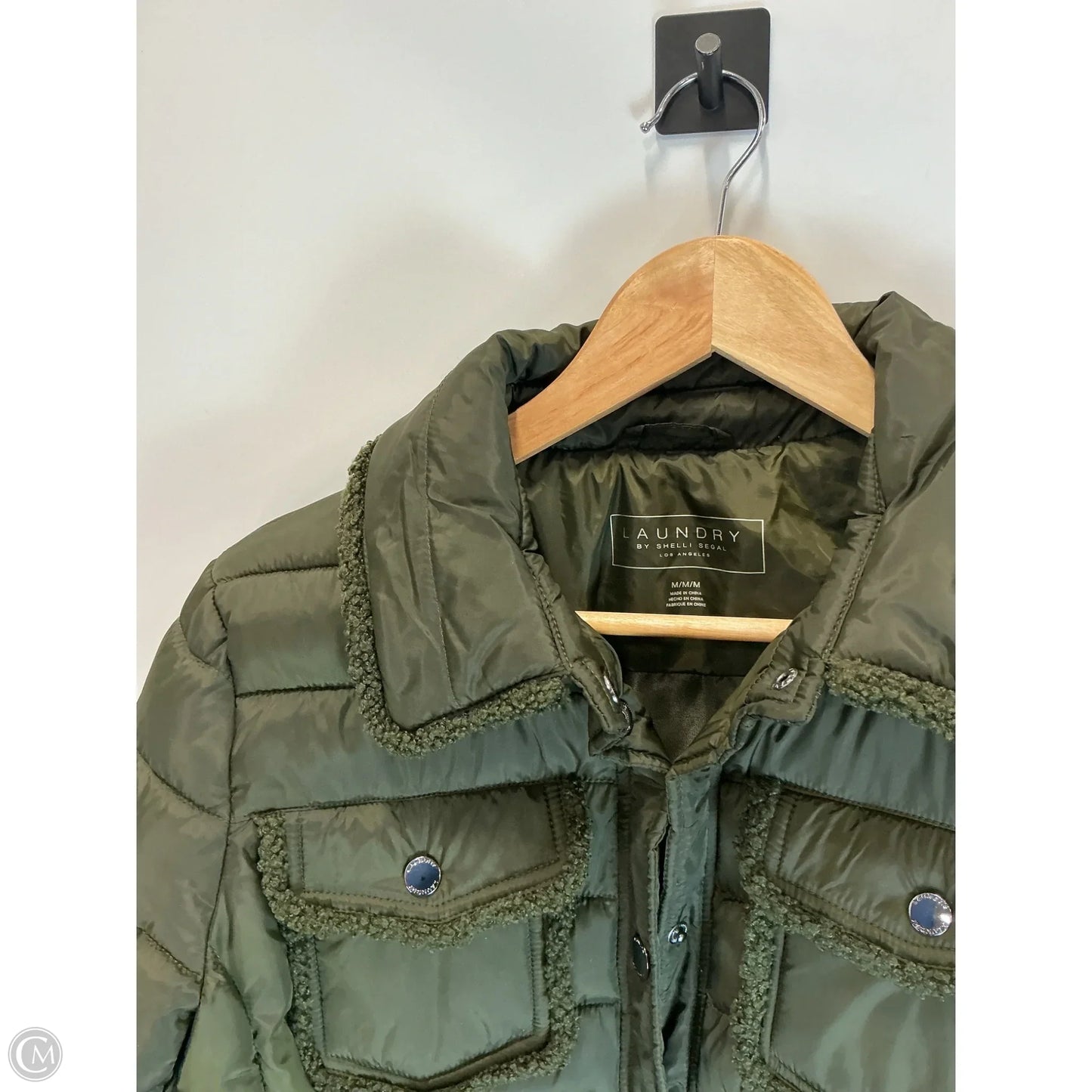 Coat Puffer & Quilted By Laundry In Green, Size: M