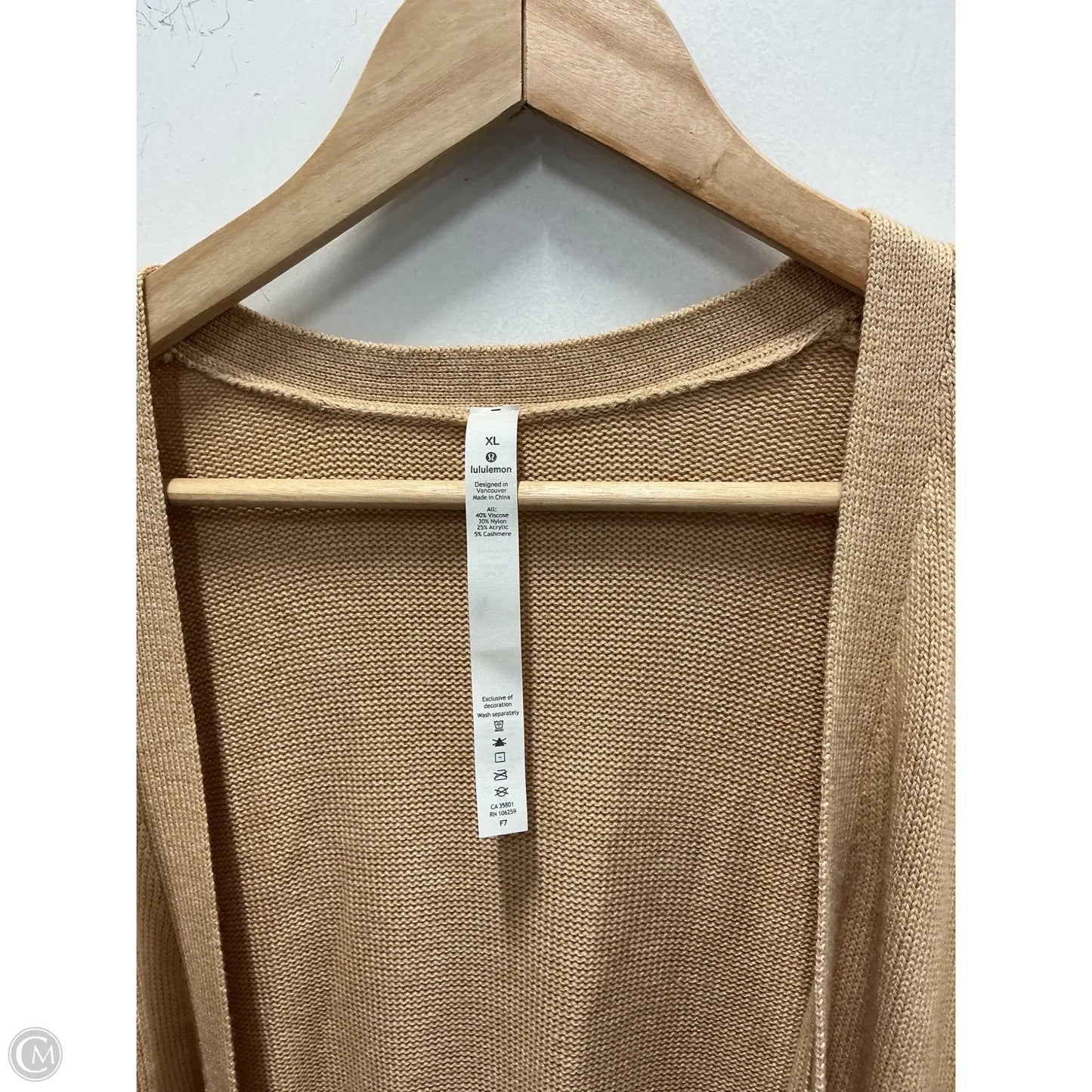 Sweater Cardigan By Lululemon In Beige, Size: Xl
