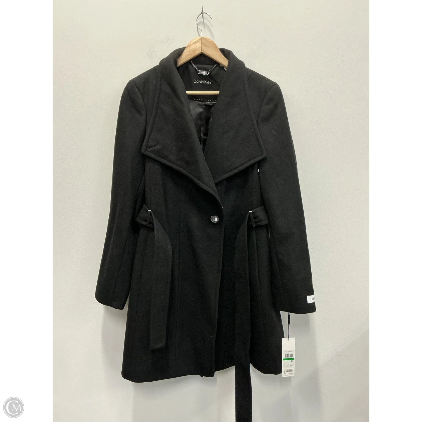 Coat Wool By Calvin Klein In Black, Size: L