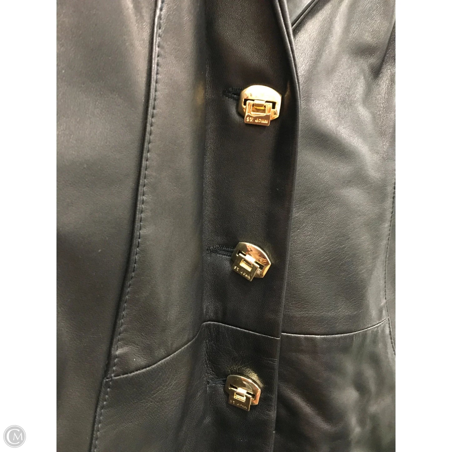 Coat Luxury Designer By St John Collection In Black, Size: S