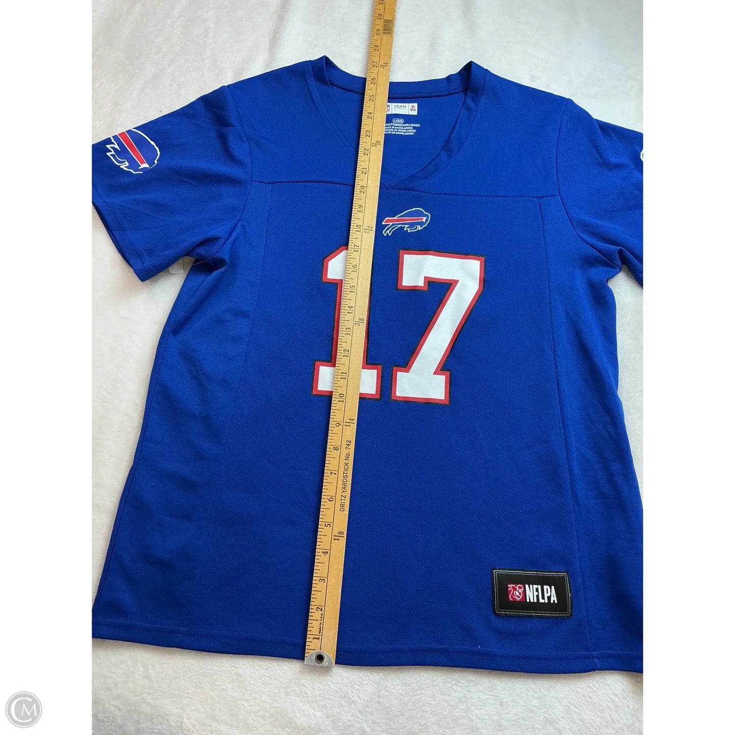 Athletic Top Short Sleeve By Nfl In Blue Red & White, Size: L