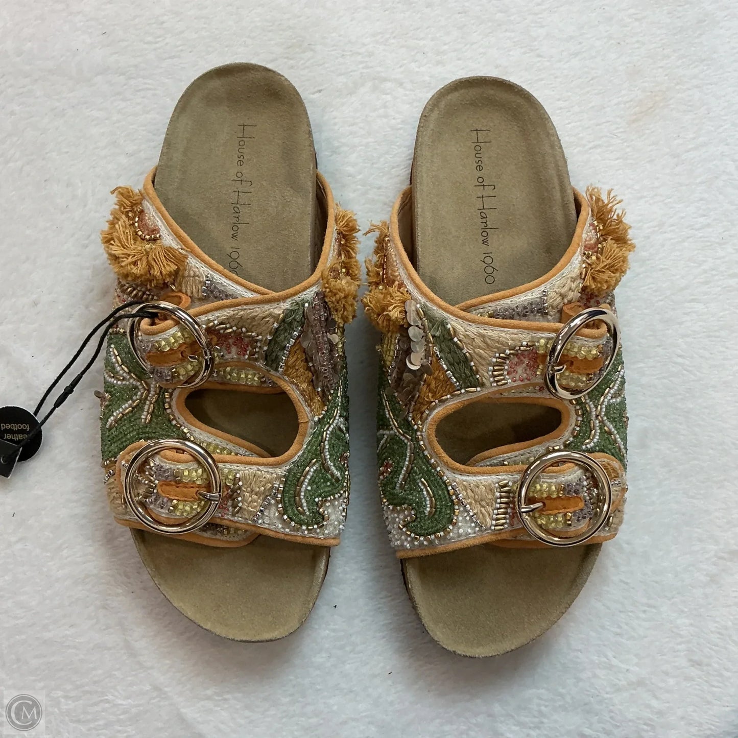 Sandals Flats By House Of Harlow In Cream & Green, Size: 6