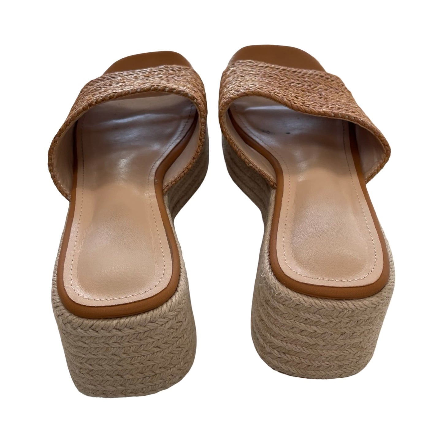 Sandals Heels Block By Clothes Mentor In Tan, Size:7.5