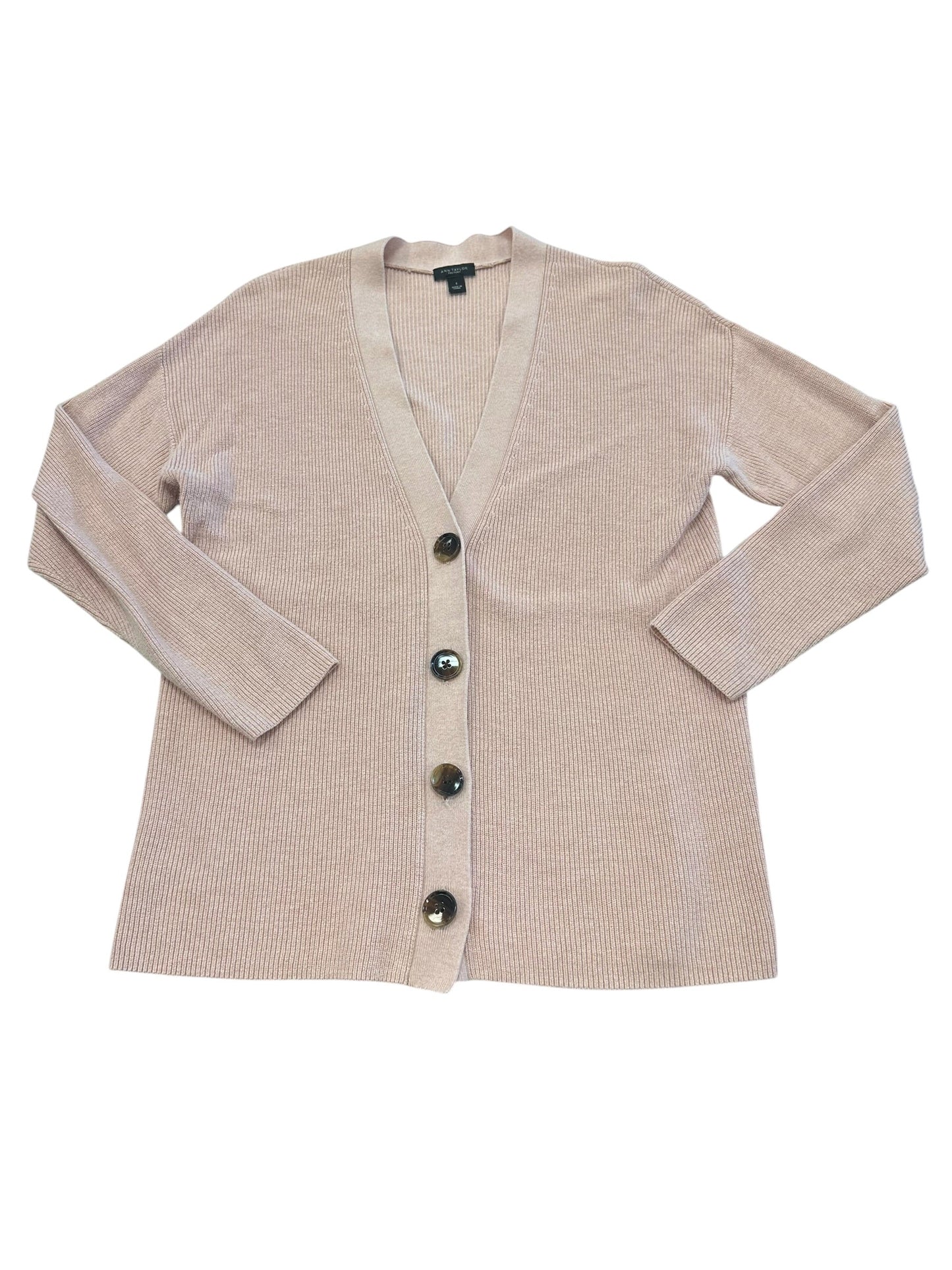 Sweater Cardigan By Ann Taylor In Pink, Size:S