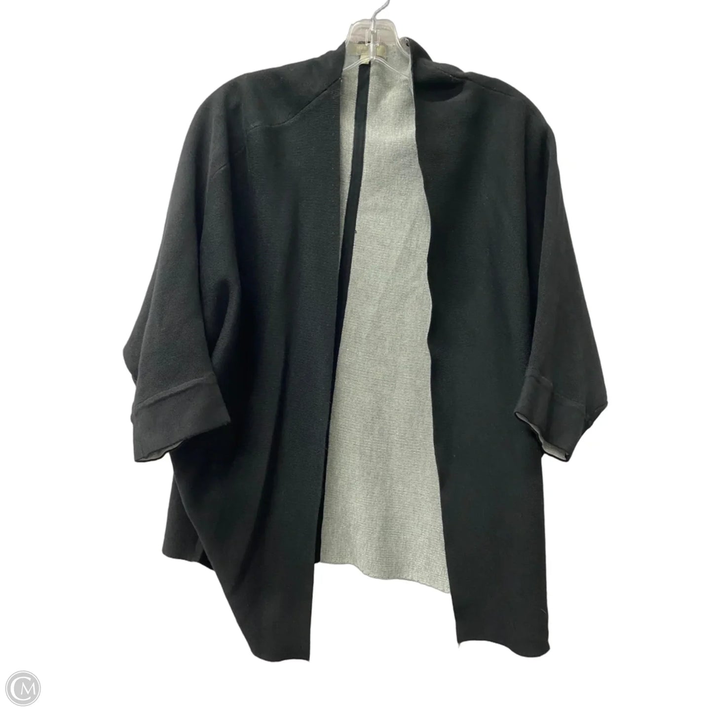 Sweater Cardigan By Joan Vass In Black & Grey, Size: M