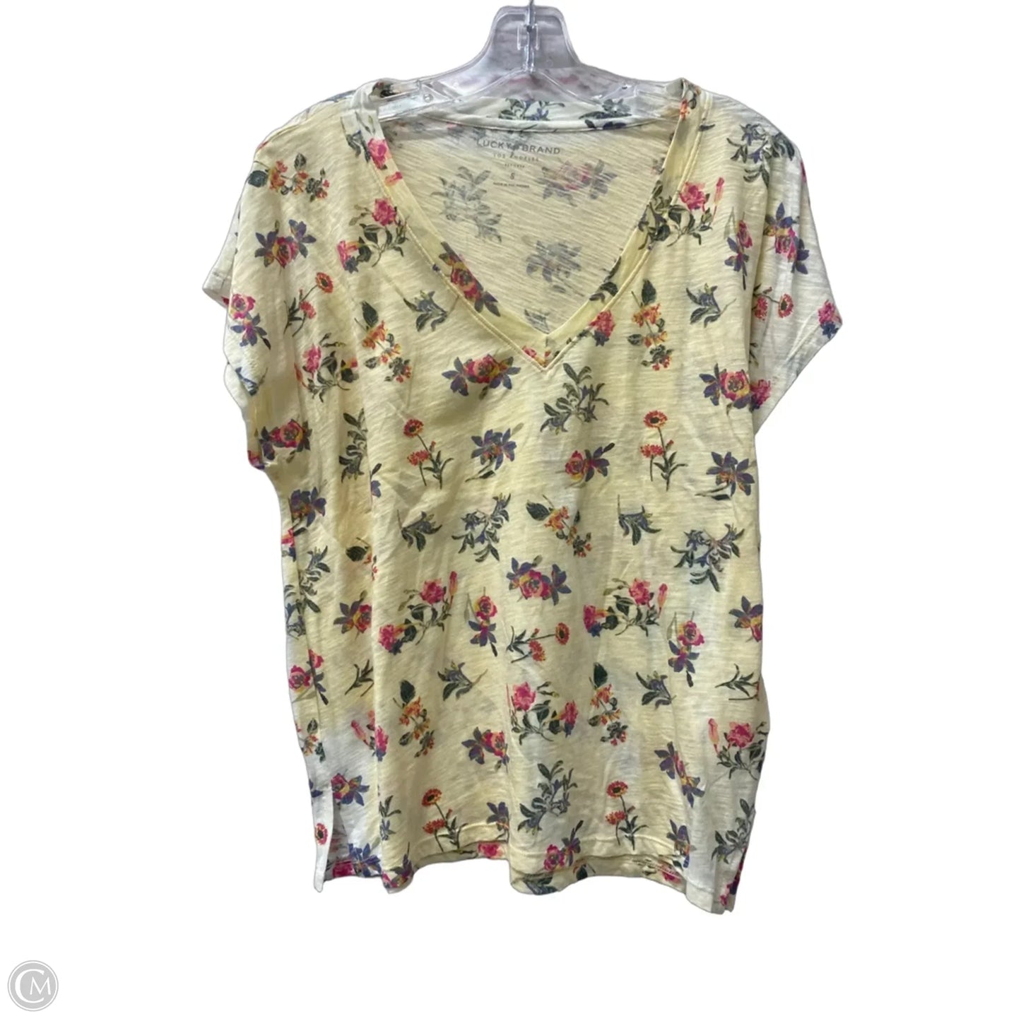Top Short Sleeve Basic By Lucky Brand In Yellow, Size: S