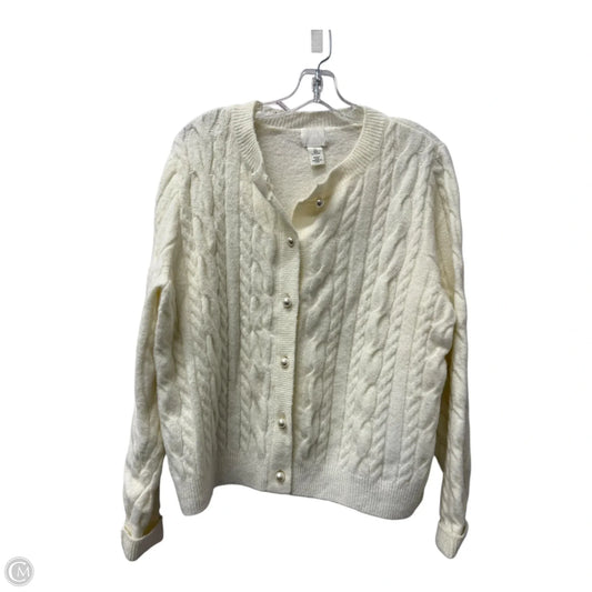 Sweater Cardigan By H&m In Cream, Size: L