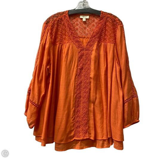 Top Long Sleeve By Style And Company In Orange, Size: 2x