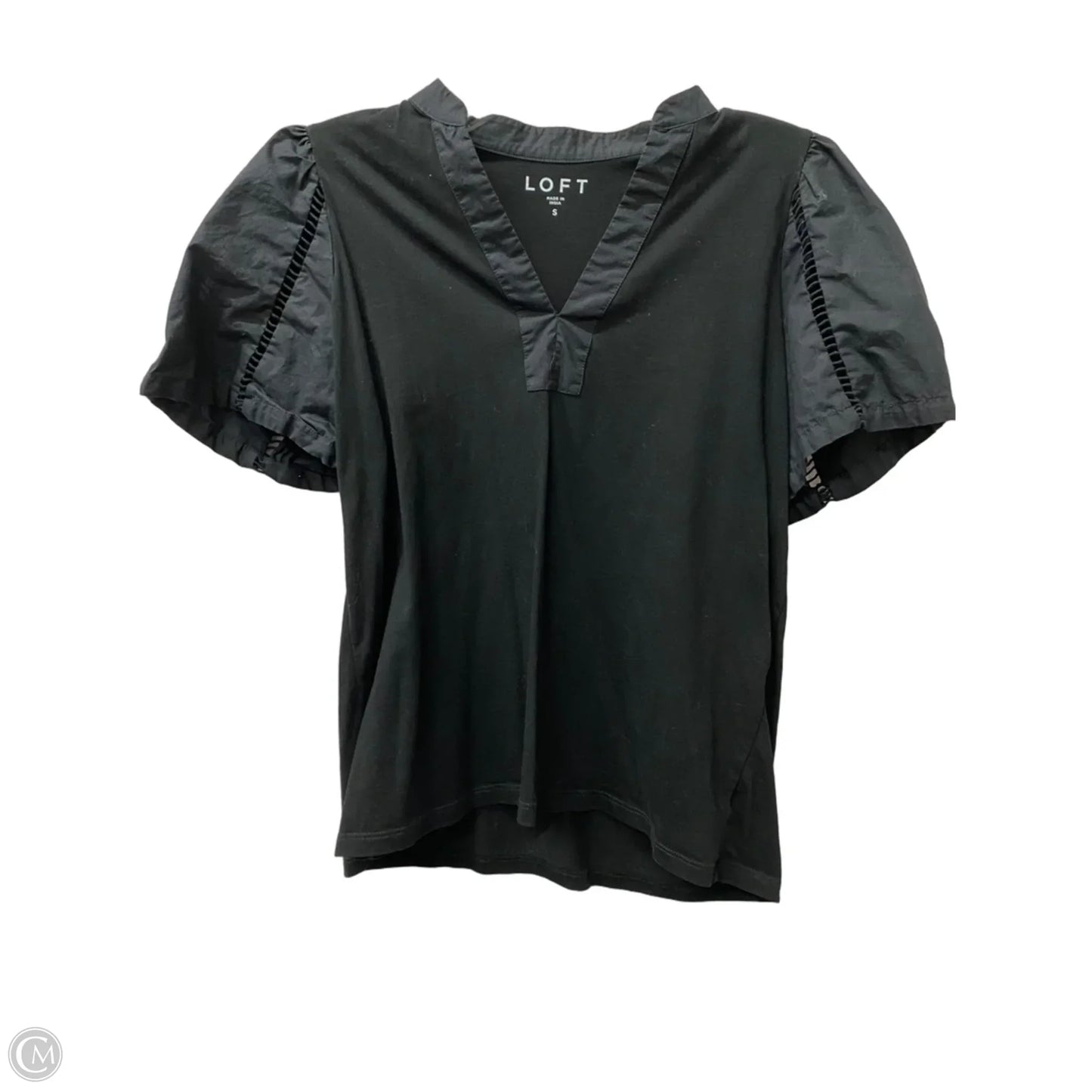 Top Short Sleeve By Loft In Black, Size: S