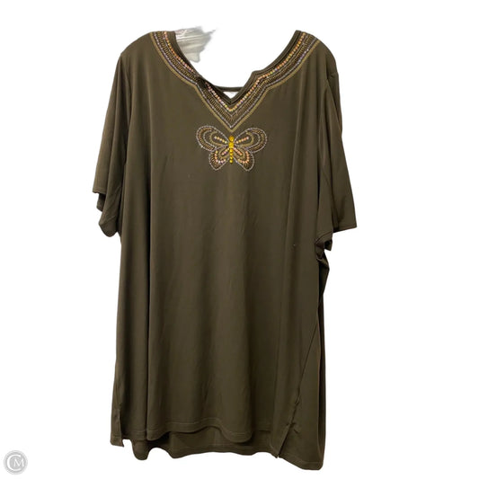 Top Short Sleeve By Quaker Factory In Brown, Size: 3x