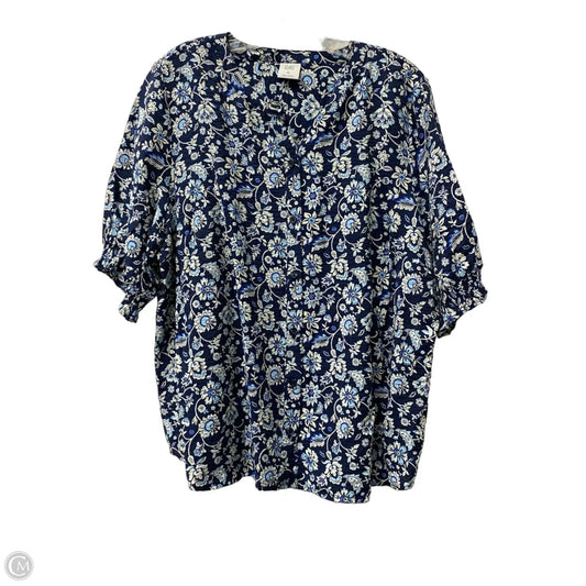Top Short Sleeve By Croft And Barrow In Blue, Size: Xl